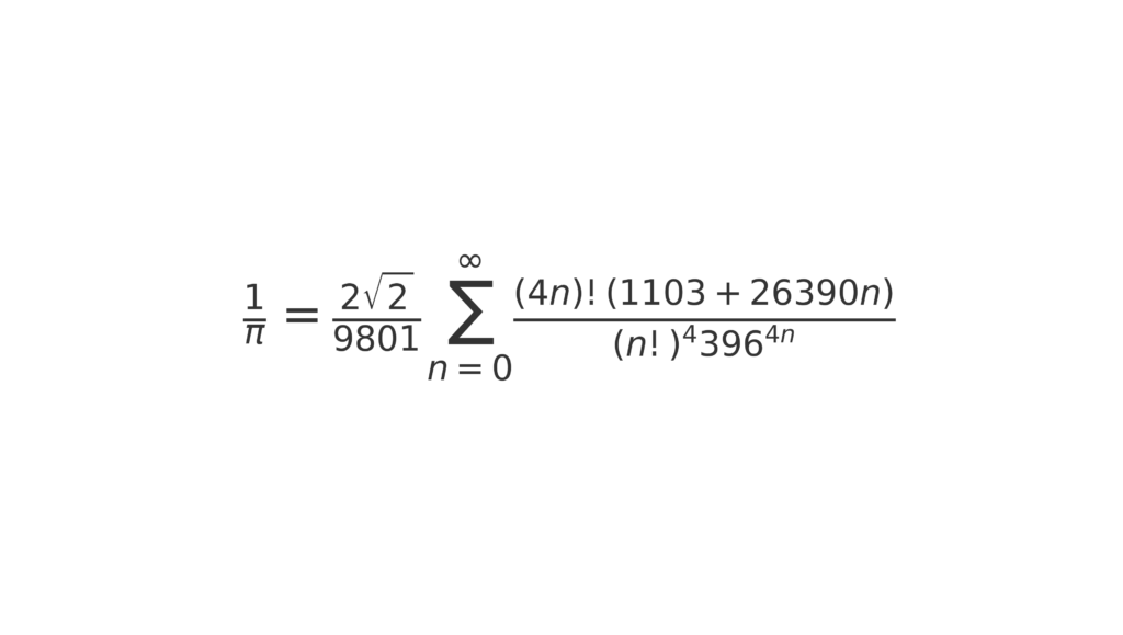 Infinite Series for Pi (π)
Ramanujan discovered a rapidly converging series for π, which modern mathematicians and computer scientists use for efficient calculations of π up to millions of decimal places:
